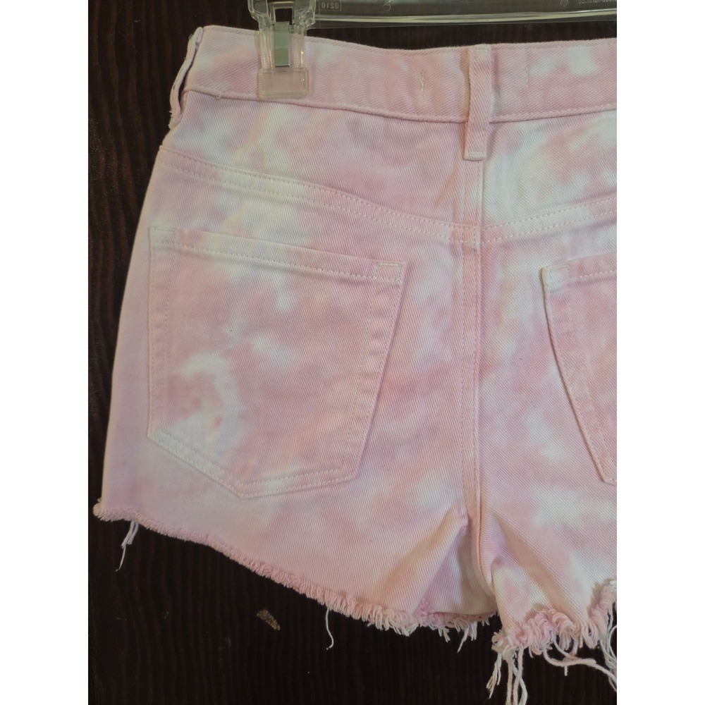 PacSun White Pink Tie Dye High Rise Festival Jean Cut Off Shorts 28 Boho Preppy - Picture 7 of 11